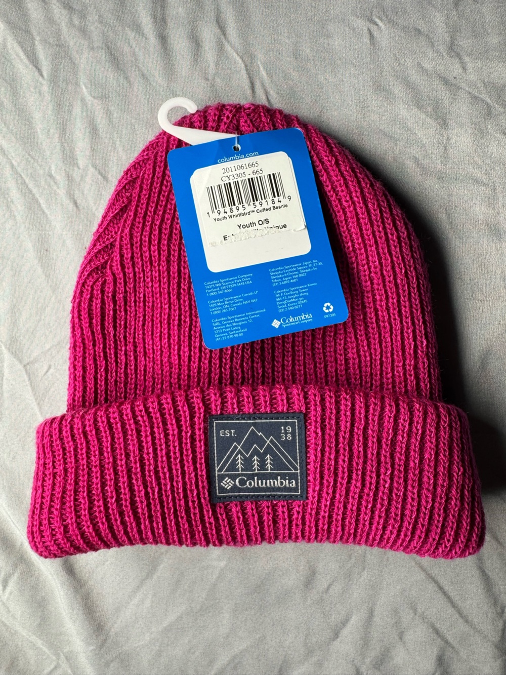Columbia Whirlibird Sports Beanie Youth Pink Winter Solid Knit Outdoor Biker